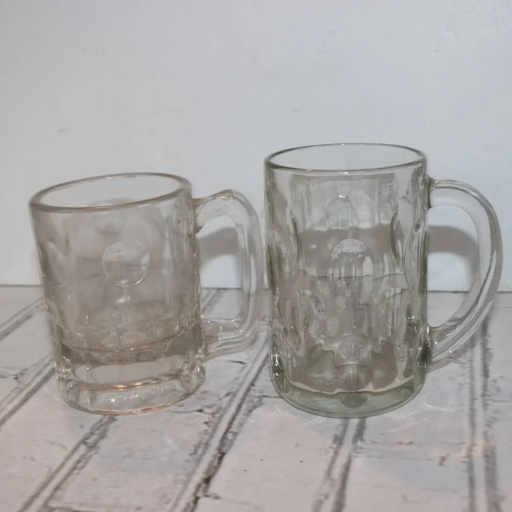 🍺 Vintage Glass Beer Mugs · Set of 2 · 4.5